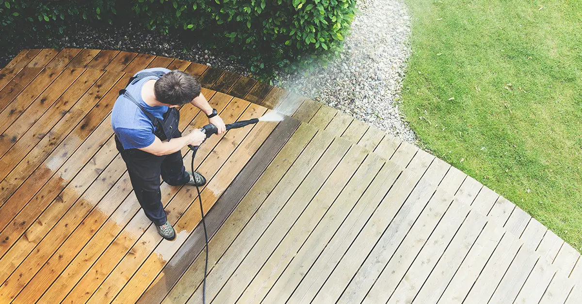 man washing terrace